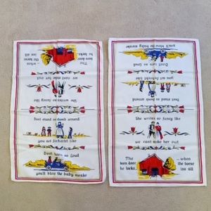 2 matching Pennsylvania Dutch vintage kitchen towels. 25 inches by 16 inches.